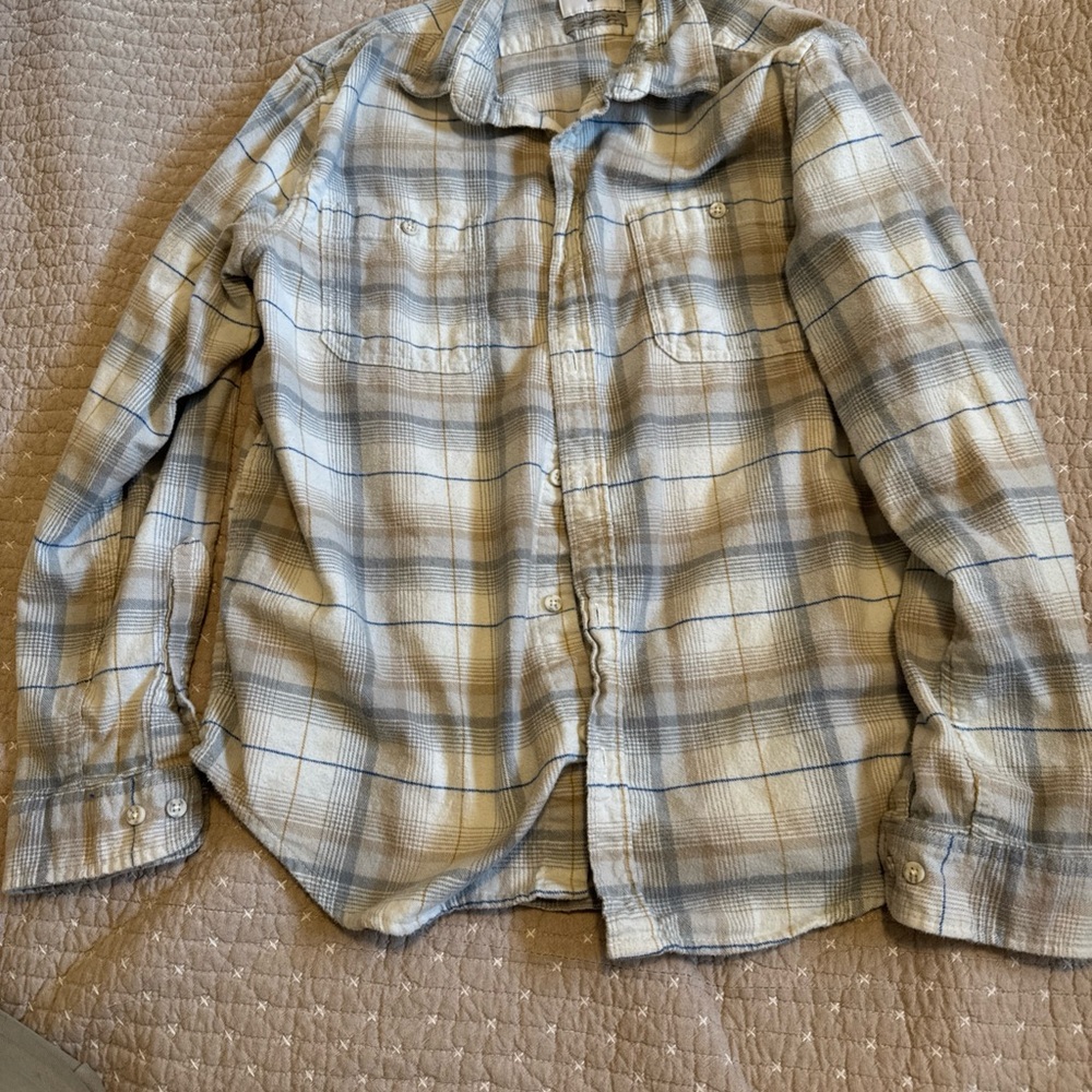 Goodfellow & Co Light Blue and Beige Checkered Shirt